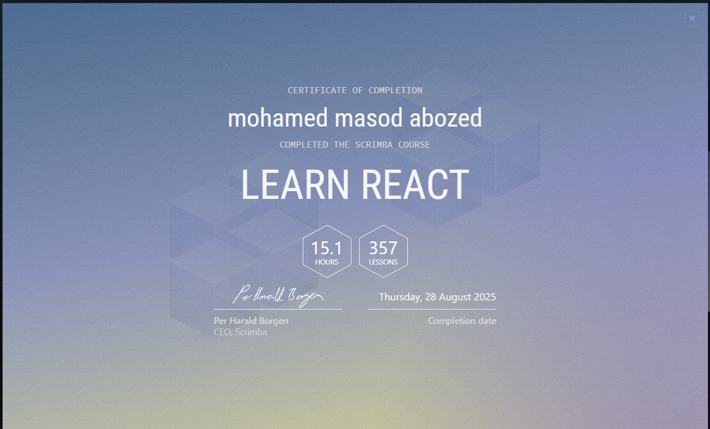 React Certificate