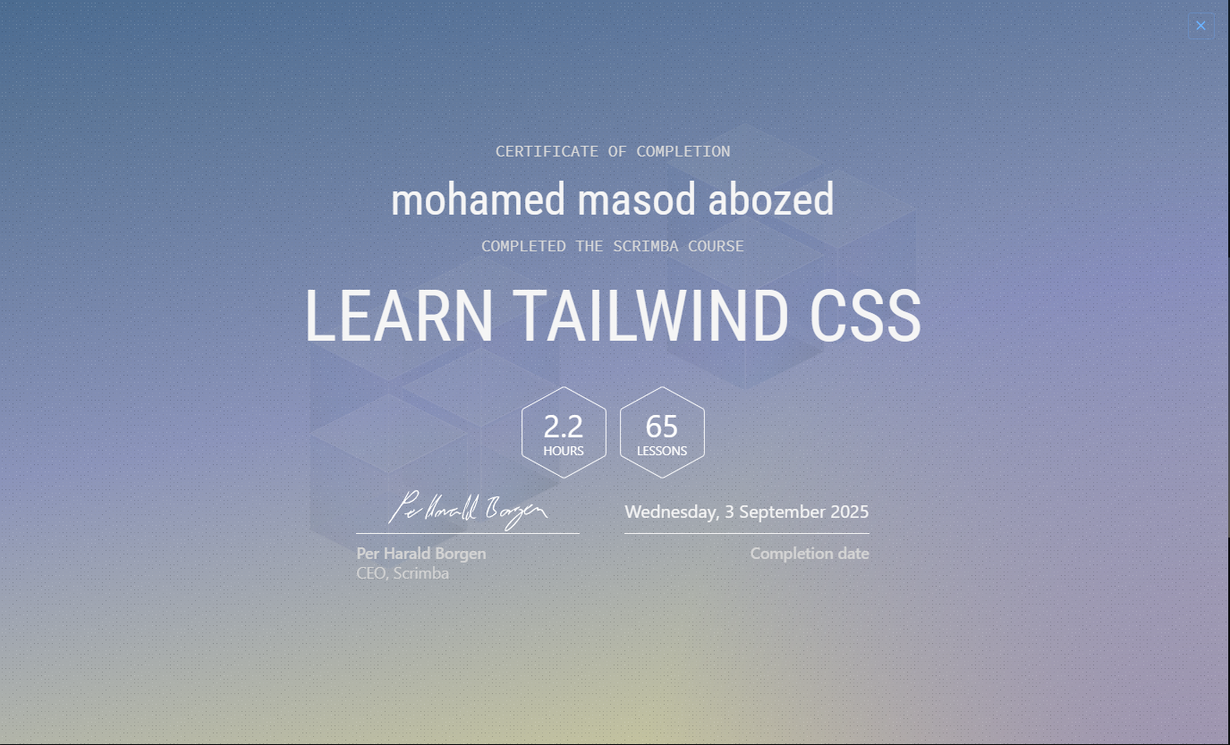 Tailwind CSS Certificate